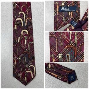 VTG‎ Polo Ralph Lauren Mens Silk Canes Walking Sticks Tie Argyll Plaid Handmade